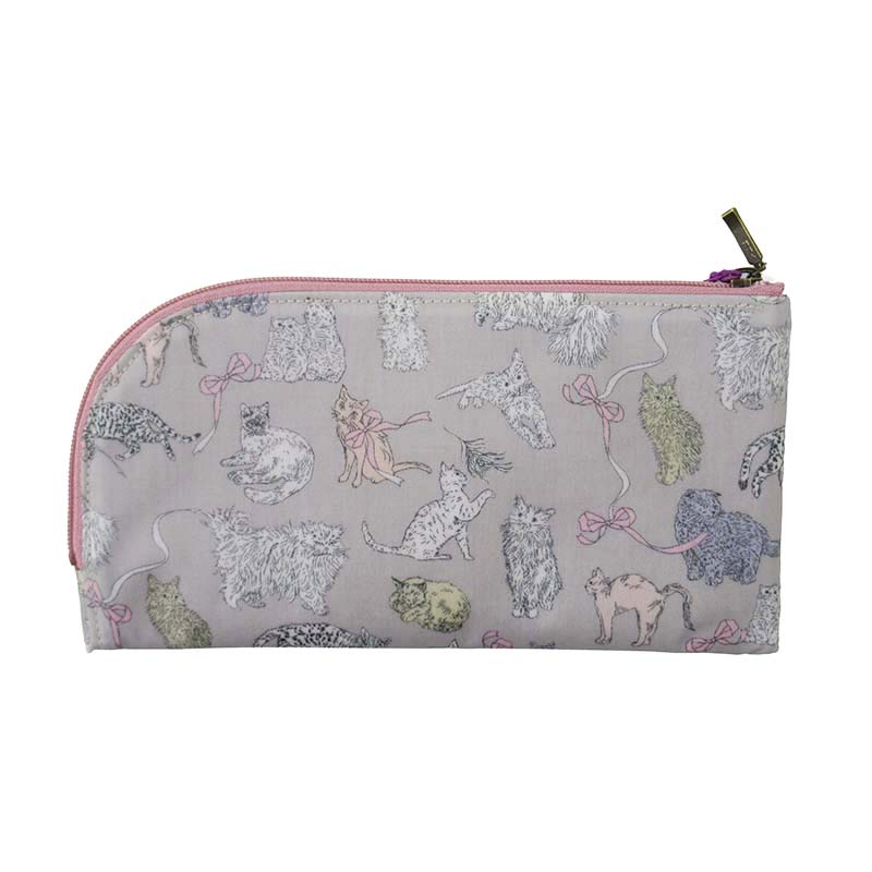 ベル・ブランシェ  リバティ お財布ポーチ ネコグレー【日本製】